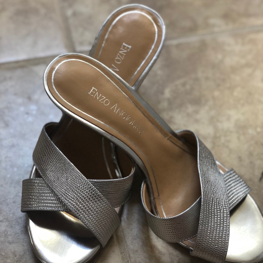 Enzo silver heels